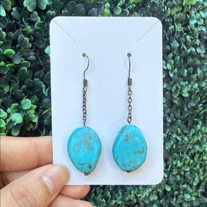 Repurposed Stimulated Turquoise Dangle Earrings